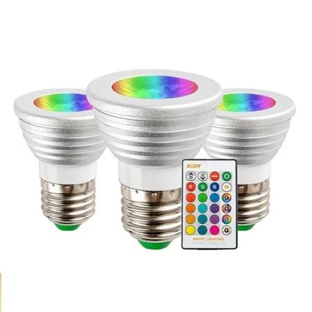 Lâmpada Led Rgb Dicróica 5w Bivolt E27 Controle Remoto GOLDENYATA