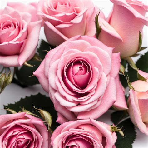 Premium Photo | Pink roses on white background