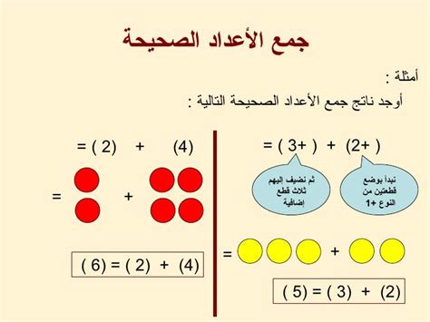 جمع وطرح الاعداد جمع الاعداد الصحيحة