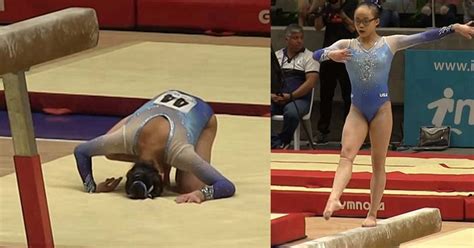 16 Year Old Elite Gymnast Had Crash On Her Neck After Terrible Tumble Off The Beam Sport