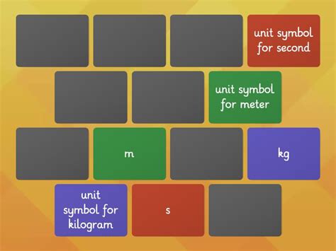 Si Units And Symbols Matching Pairs