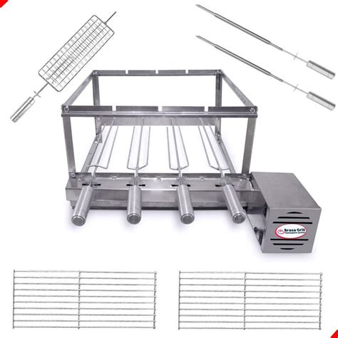 Kit Combo El Trico Inox Gira Espetos Girat Rio Brasa Grill Kit