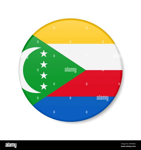 Comoros Circle Button Icon Union Of The Comoros Round Badge Flag With