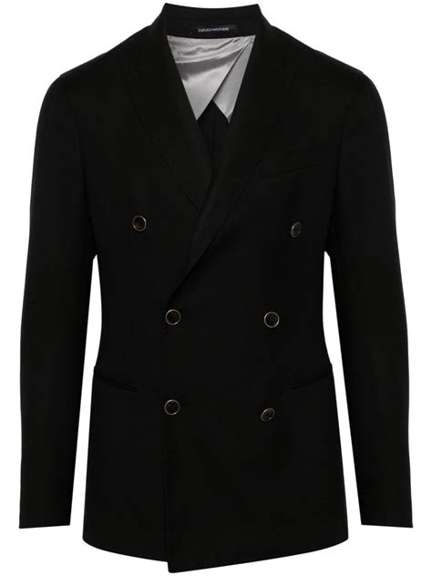 Emporio Armani Double Breasted Blazer Black FARFETCH