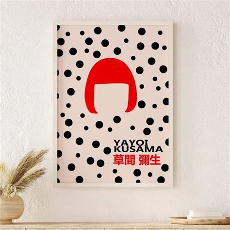 Yayoi Kusama S Red Hair Poster Yayoi Kusama Illustration Etsy