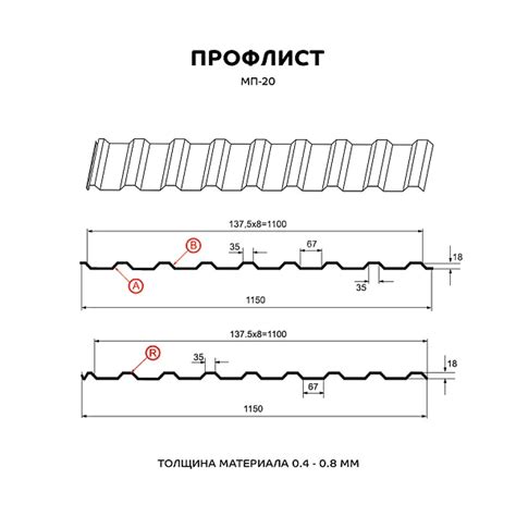 Профилированный лист МП-20 (R), кровельный | MPROFIL.by