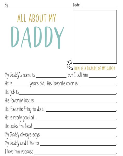 Free All About My Dad Printable Questionnaire Perfect For Father S Day