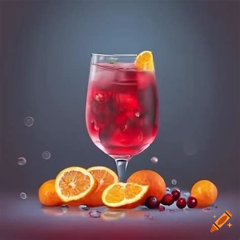 Aperol Spritz Cocktail With Cranberries And Orange Slices On Craiyon