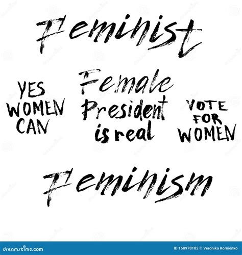 Feminism Quote Slogan Set Motivation Feminist Isolated Text Lettering