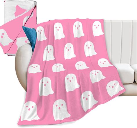 Amazon Cute Halloween Throw Blankets Pink Spooky Ghost