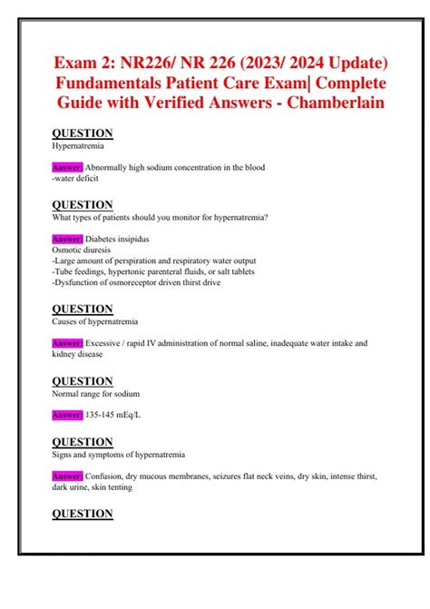 Exam Nr Nr Update Fundamentals Patient Care