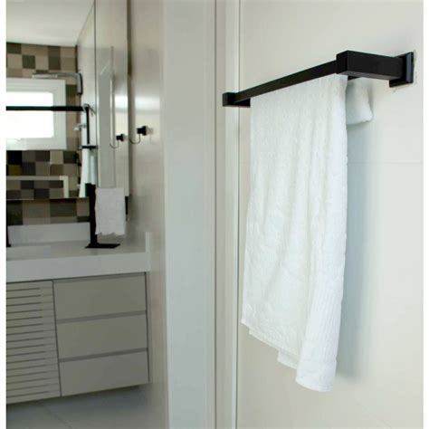 Onde Colocar O Porta Toalhas No Banheiro - Ducon Metais - PORTA TOALHA DE BANHO DUPLO 51CM INOX BLACK