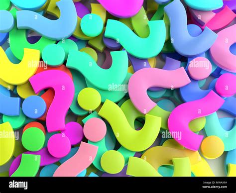 D Rendering Of Colorful Question Mark Signs Stock Photo Alamy