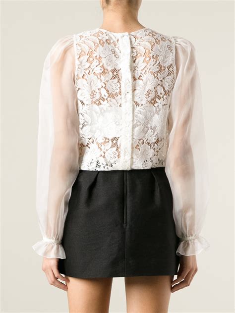 Dolce And Gabbana Floral Lace Blouse In White Lyst