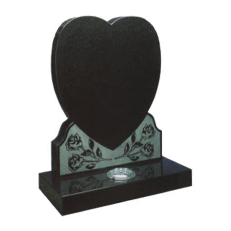 Black Granite Heart Shaped Headstone And Base Memorial With Maintenance