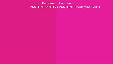 Pantone 219 C vs PANTONE Rhodamine Red C side by side comparison