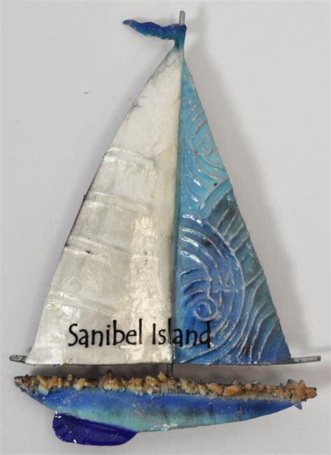 Blue And White Capiz Sailboat Magnet Wilford Lee Home Accents