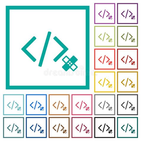 Parches De Software Iconos De Color Plano Con Marcos Cuadrantes