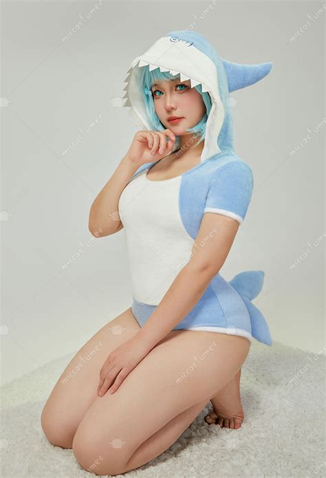 Kawaii Bodycon Romper Homewear Blue Shark Comfy Sexy Lingerie Hooded Bodysuit Top Quality