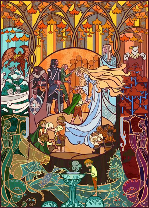 Lord Of The Rings Stained Glass Style Art By Jian Guo Neatorama