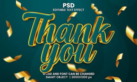 Premium PSD Thank You 3d Editable Text Effect Premium Psd With Background