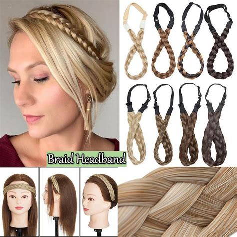 Brown Plaited Hair Band Braid Headband Real As Human Hairpieces Hair