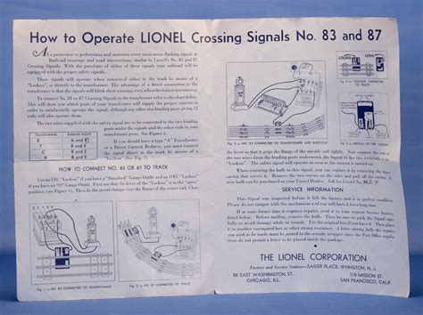 Lionel 83 Prewar Traffic And Crossing Signal With Instructions And