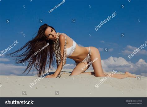 Sexy Girl Sand White Bikini Stock Photo Shutterstock