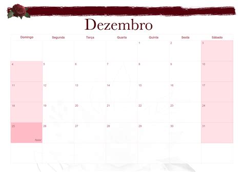 Calendario Mensal Floral Marsala Dezembro Fazendo A Nossa Festa