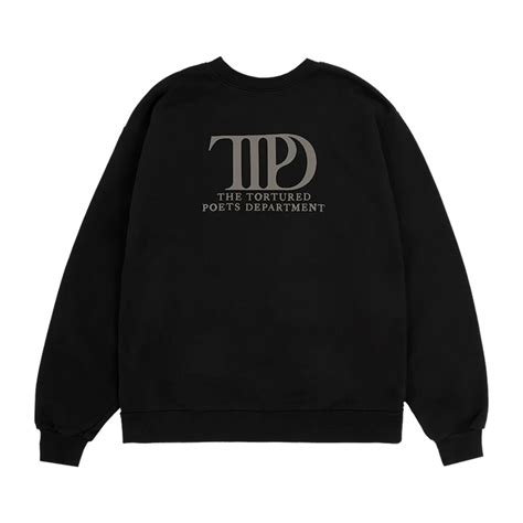 The Tortured Poets Department Black Crewneck Taylor Swift Official Au