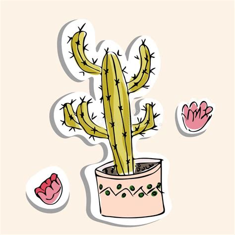 Un Afiche Con Una Foto De Un Cactus En Una Olla Ilustraci N Del Vector