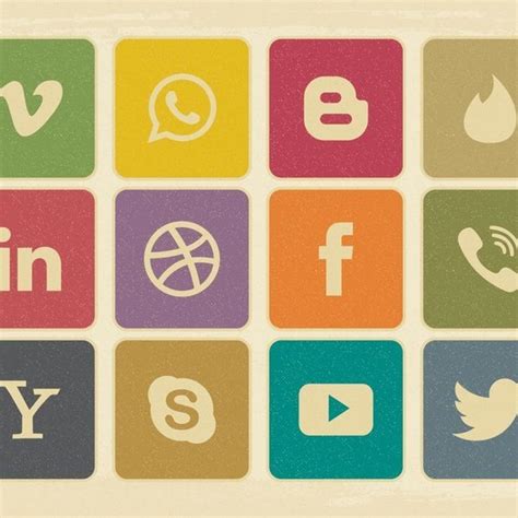 Retro Vintage Style Social Media Icon Collection 10853 Dryicons