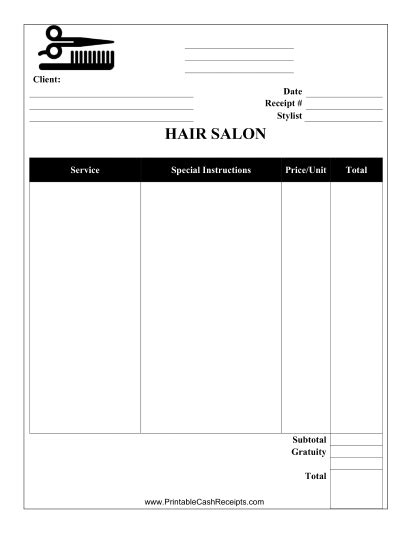 Salon Receipt Salons Salon Services Beauty Saloon