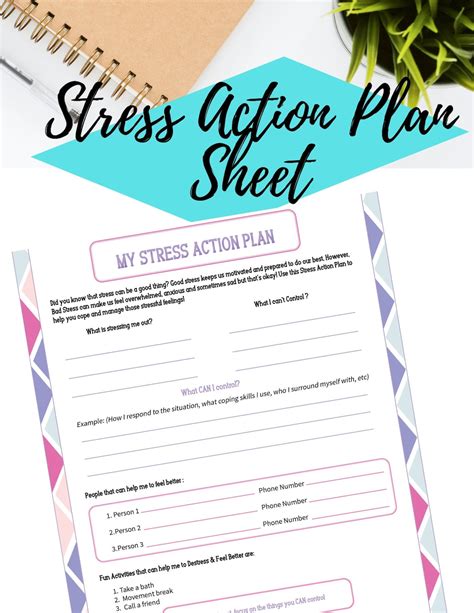 Stress Action Plan Printable Worksheet Etsy Uk