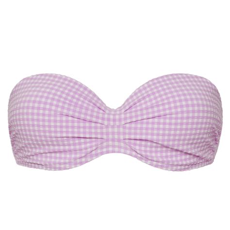 Beachlife Lilac Check Bandeau Bikini Oberteil Annadiva