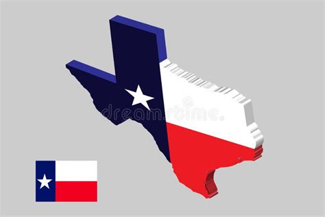 3D U S State Of Texas Map Outline And Flag Vector Illustration