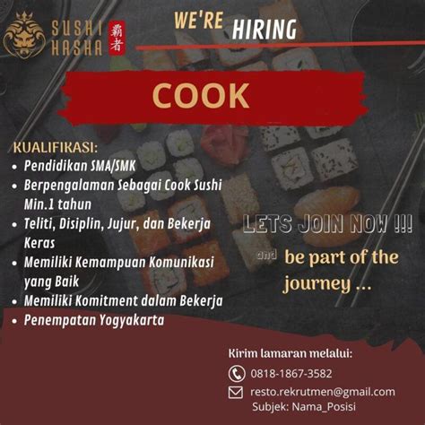 Lowongan Kerja Cook Di Sushi Hasha Lokerjogja Id