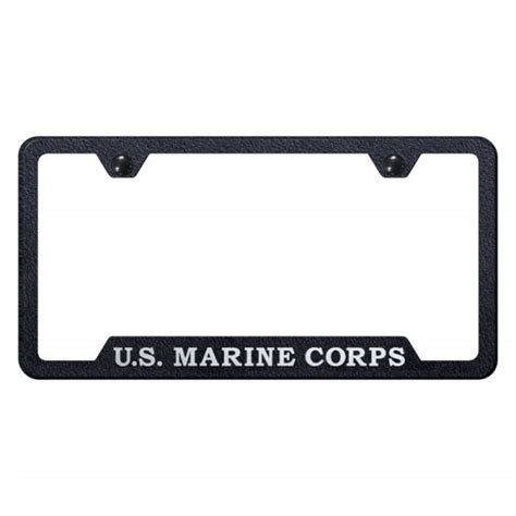 Autogold® Gf Usmcn Erb Rugged Black License Plate Frame With Laser