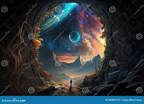 Image Of The Man S Visualization Of Mystical Heavens Stock