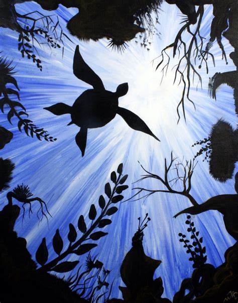 Sea Turtle Silhouette Painting at PaintingValley.com | Explore ...