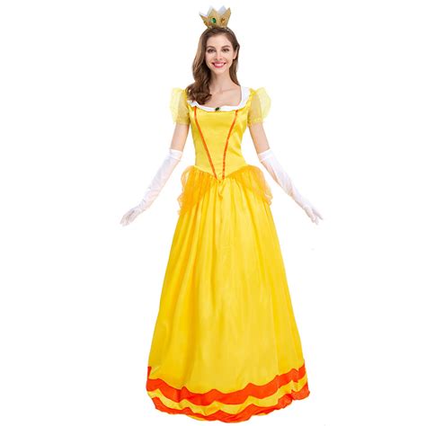 The Super Mario Bro. Daisy Adult Cosplay Costume Dress Outfits Hallowe – INSWEAR