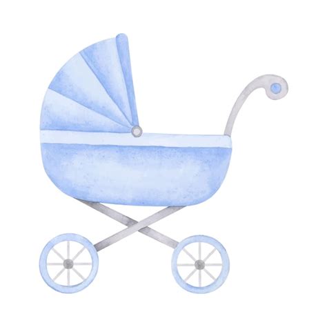 Premium Vector Baby Boy Stroller Watercolor Illustration Cute Hand