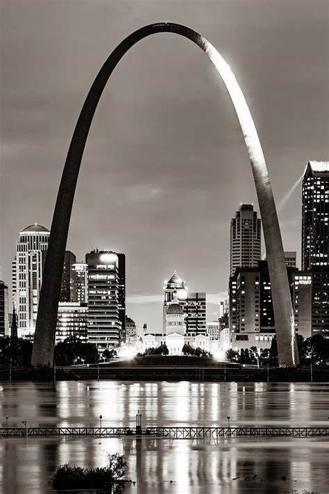 Saint Louis Gateway Arch And Cityscape Over The Mississippi River In