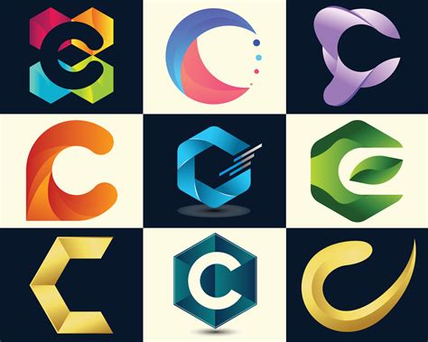 C Initial Tech Logo Vector Set Letter C Logo Design Template