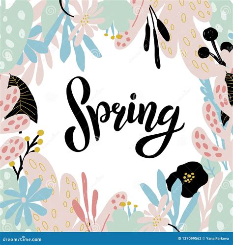 Lettering Typography Spring Stock Vector Illustration Of Grow