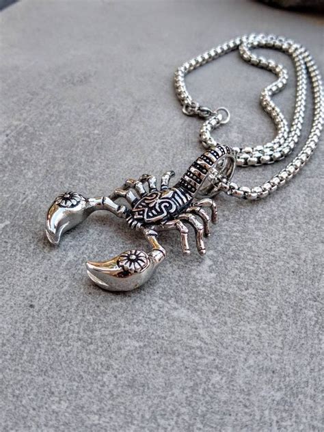 Scorpion Necklace Scorpio Gift Etsy Stainless Steal Necklace