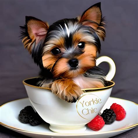 Teacup Yorkie Puppy in a Teacup Sweet as a Berry Home Office Decor Yorkie Gift Digital Download ...