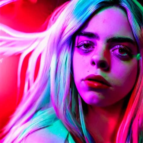 Billie Eilish In The Street Explosion Of Neon Lights Stable