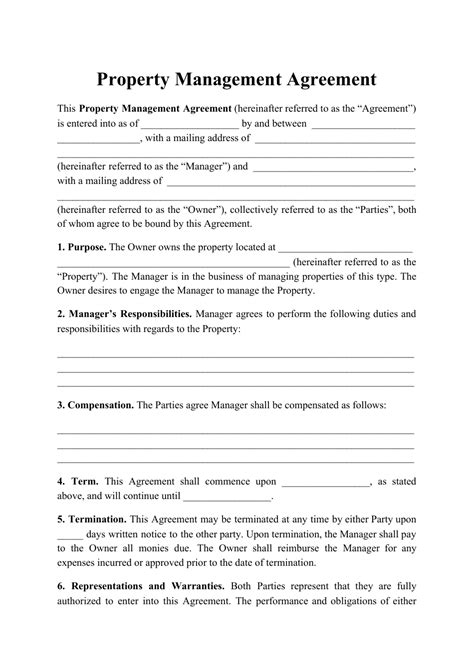 Property Management Agreement Template Fill Out Sign Online And Download Pdf Templateroller