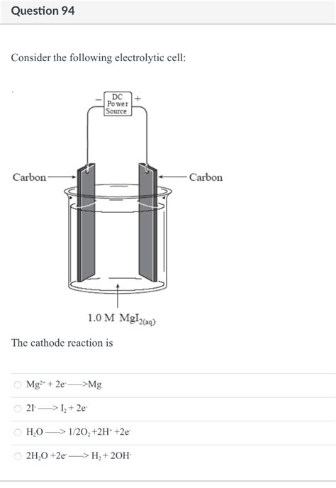 Solved Consider the following electrolytic cell: The cathode | Chegg.com